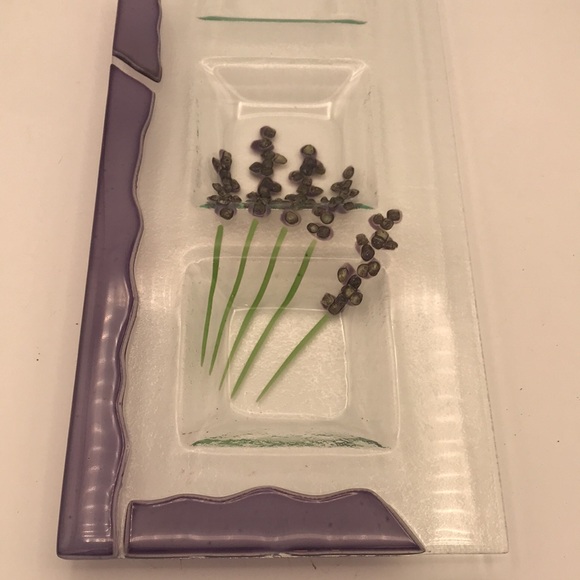 Fused Glass 3 Section Tray w/ Lavender Motif - Picture 6 of 6